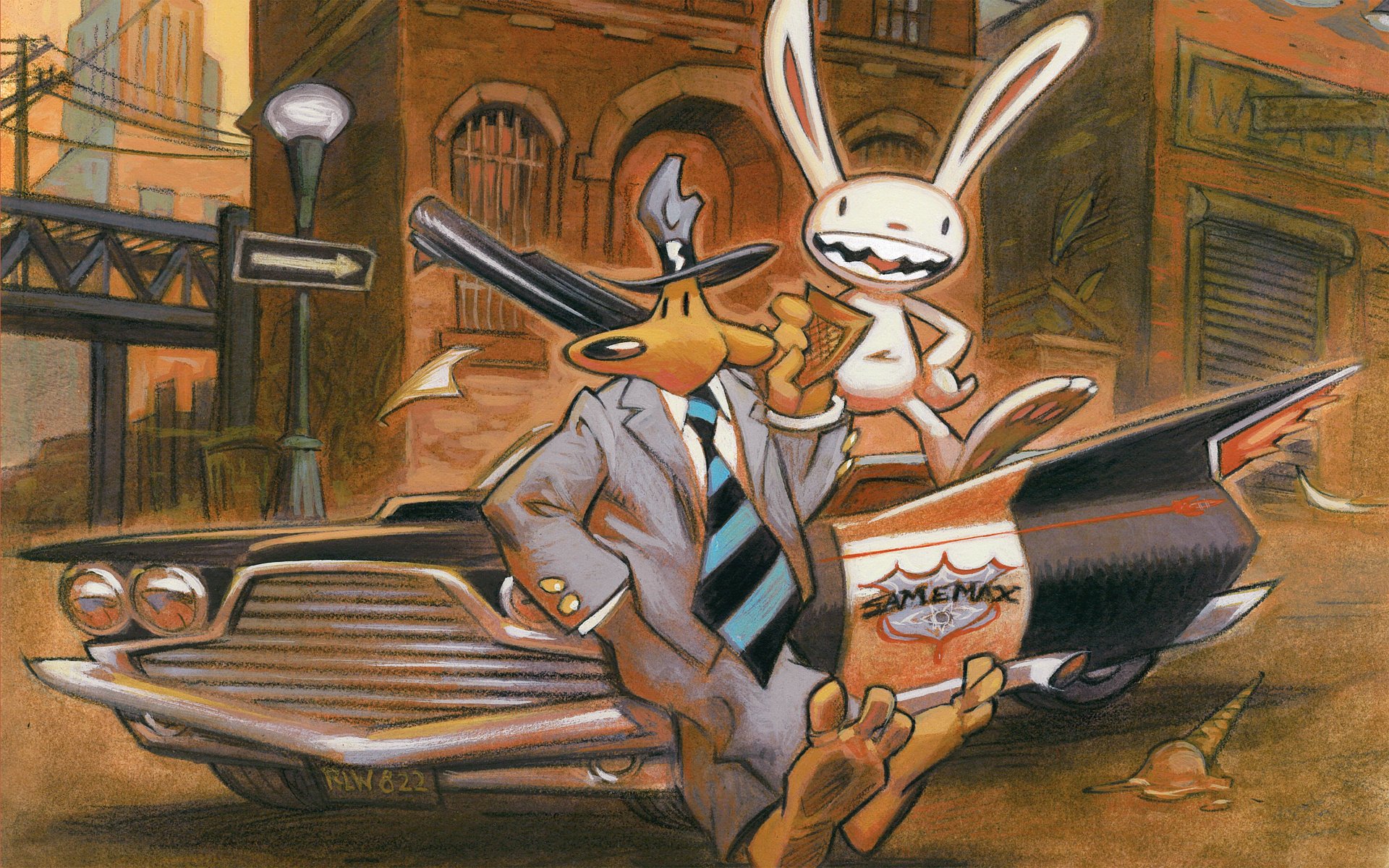 am and max sam max dog rabbit detectives heroes machine street cartoon auto index tie drawings anime friend