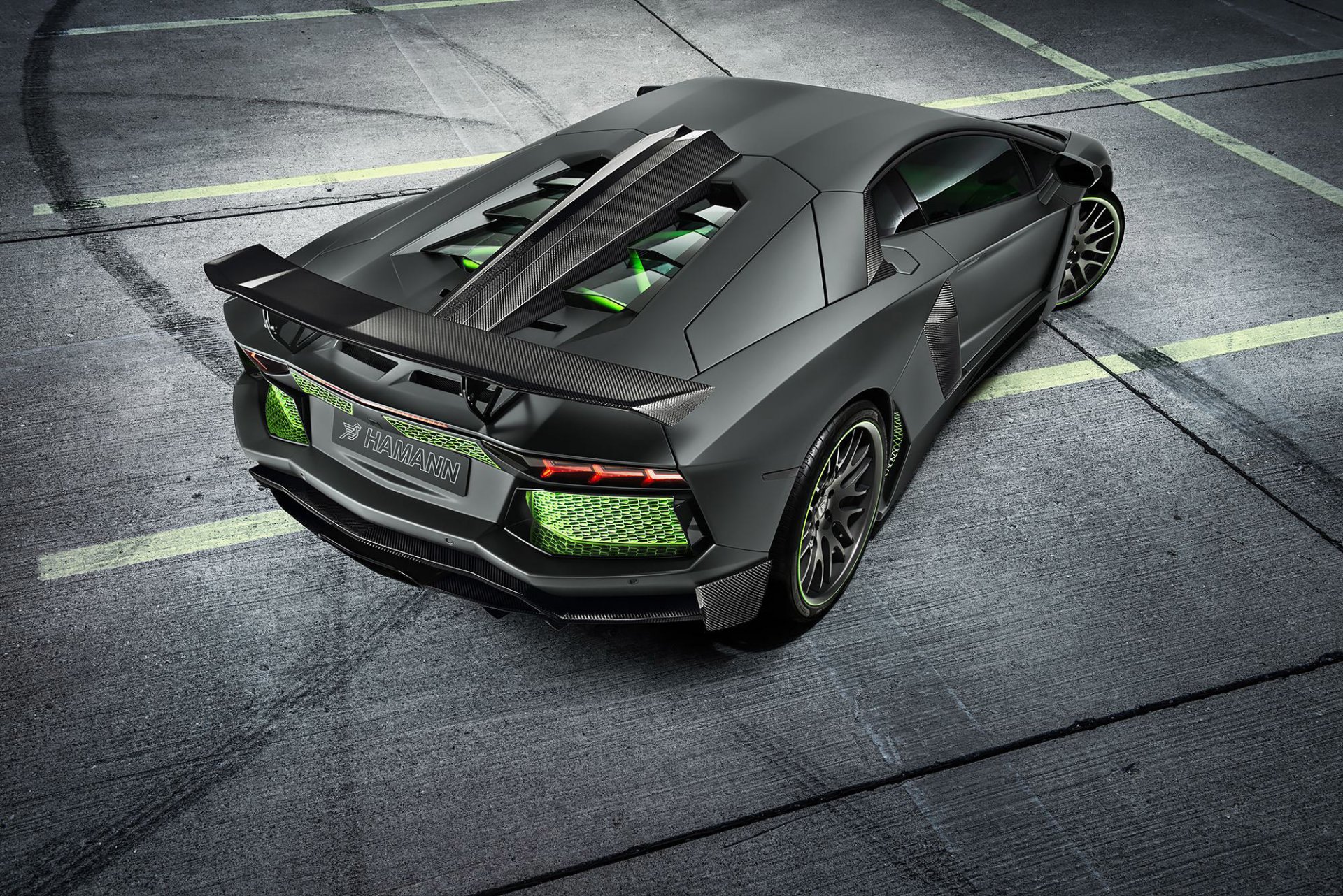 lamborghini aventador lp700-4 2014 hamann limited vert arrière carbone lumière