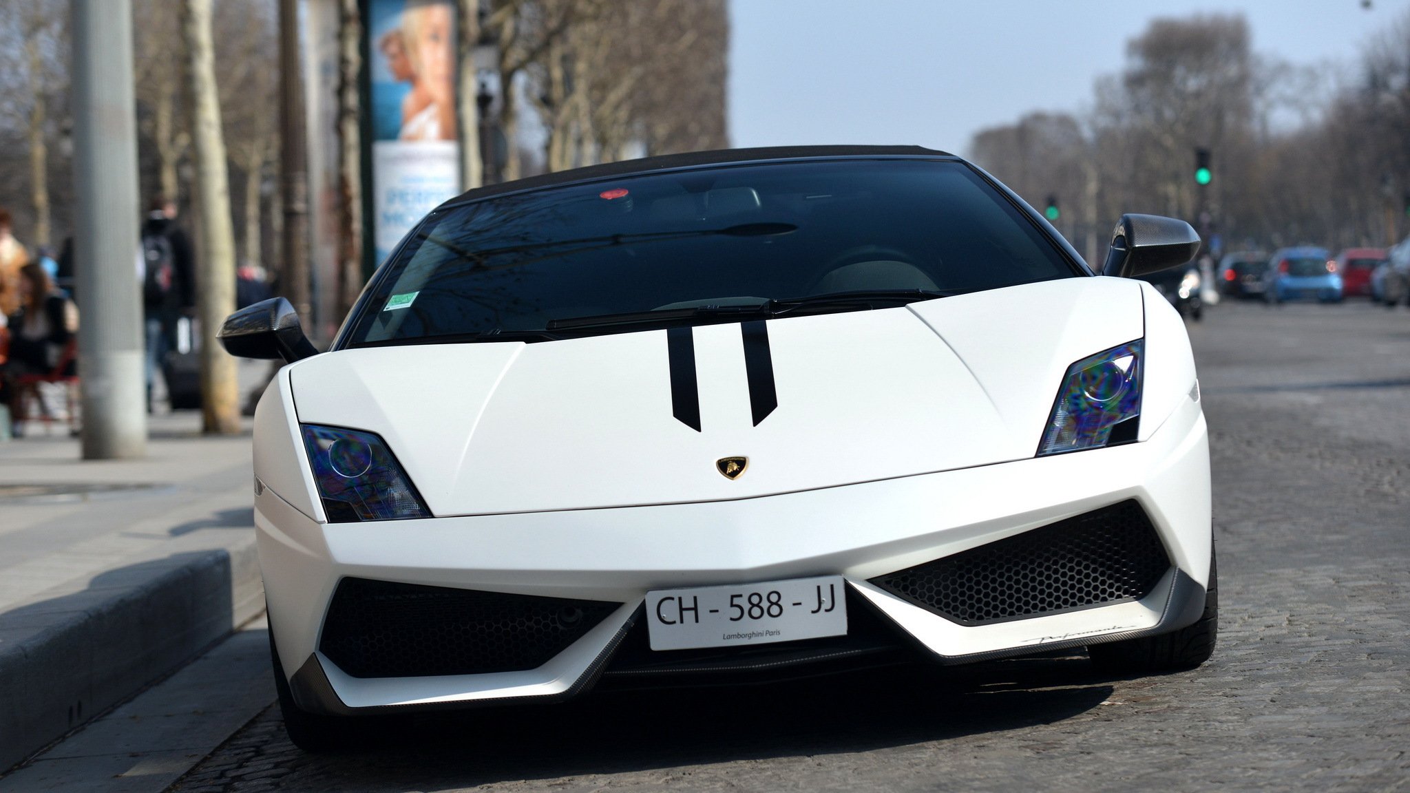 lamborghini gallardo lp570-4 performante bianco supercar anteriore