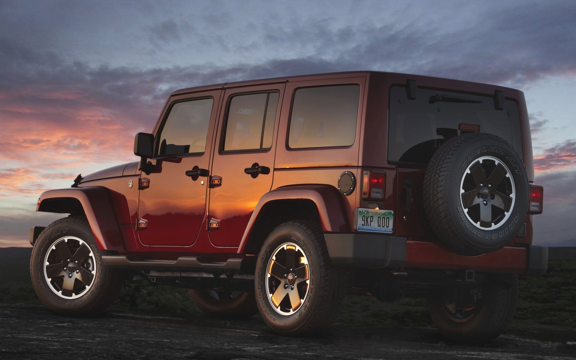 jeep wrangler illimitato altitudine tramonto auto cielo ruote