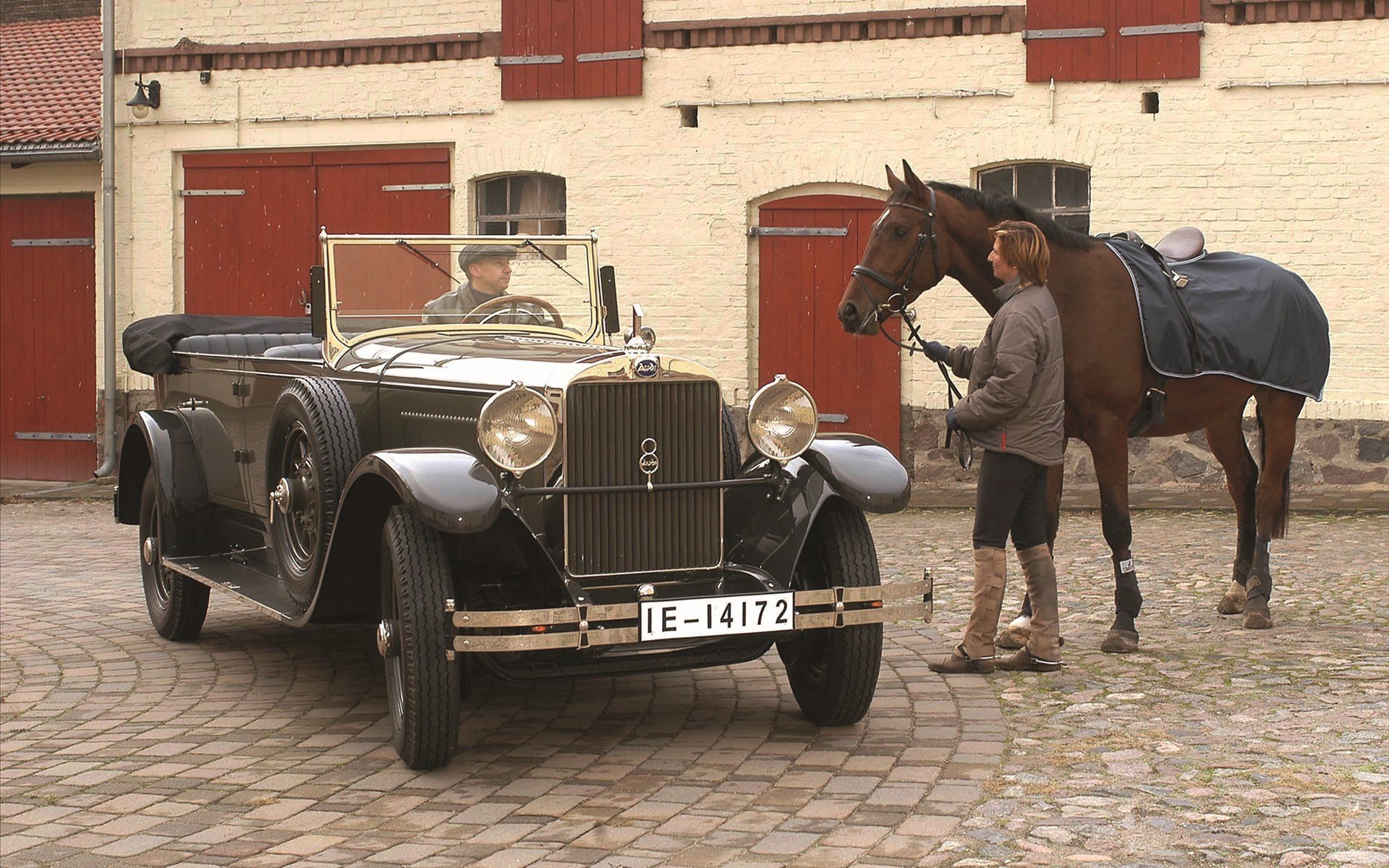 audi imperatore 1929 audi retro anteriore cavallo uomini sfondo