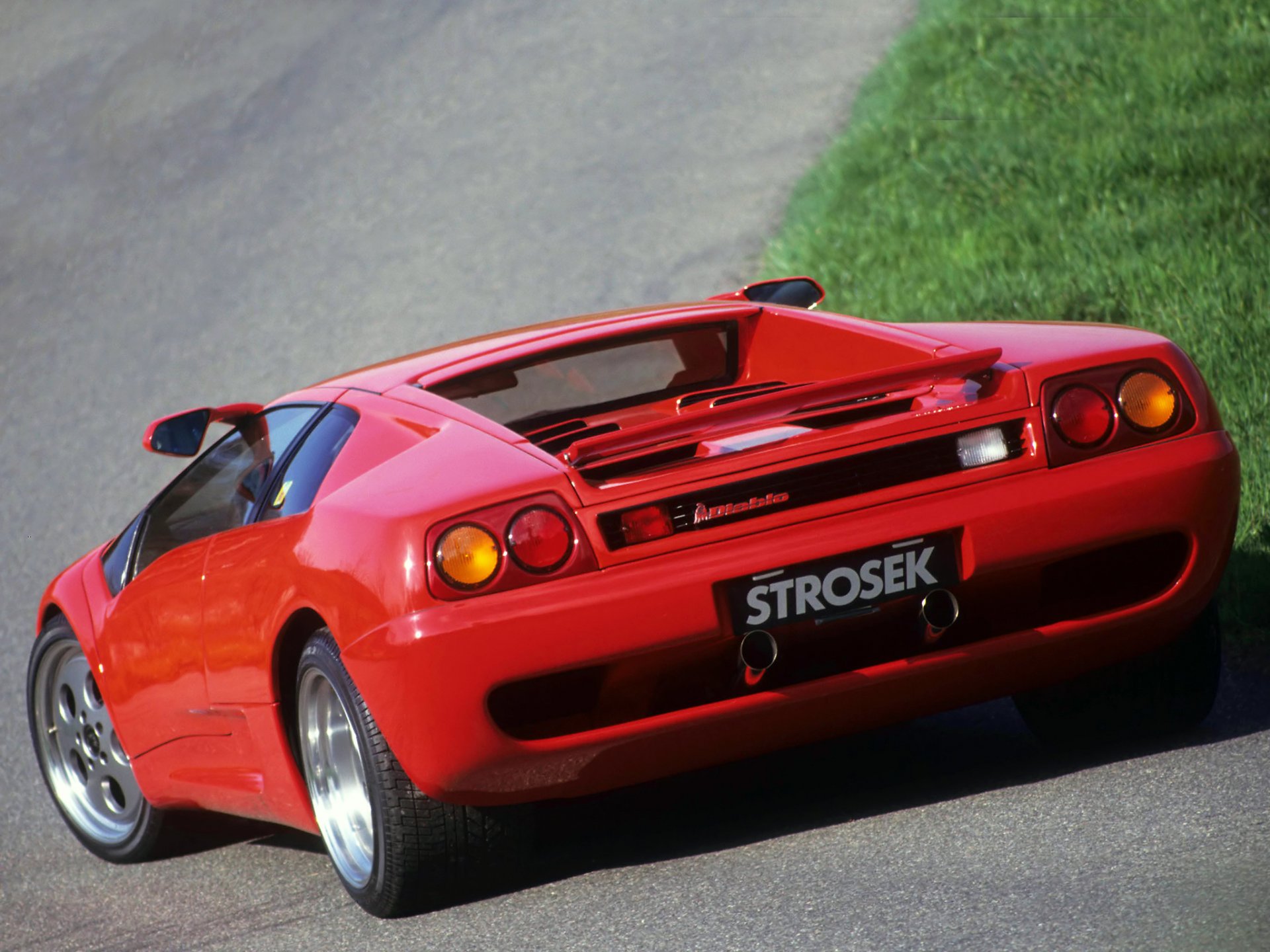 trosek lamborghini diablo red lamborghini rear view