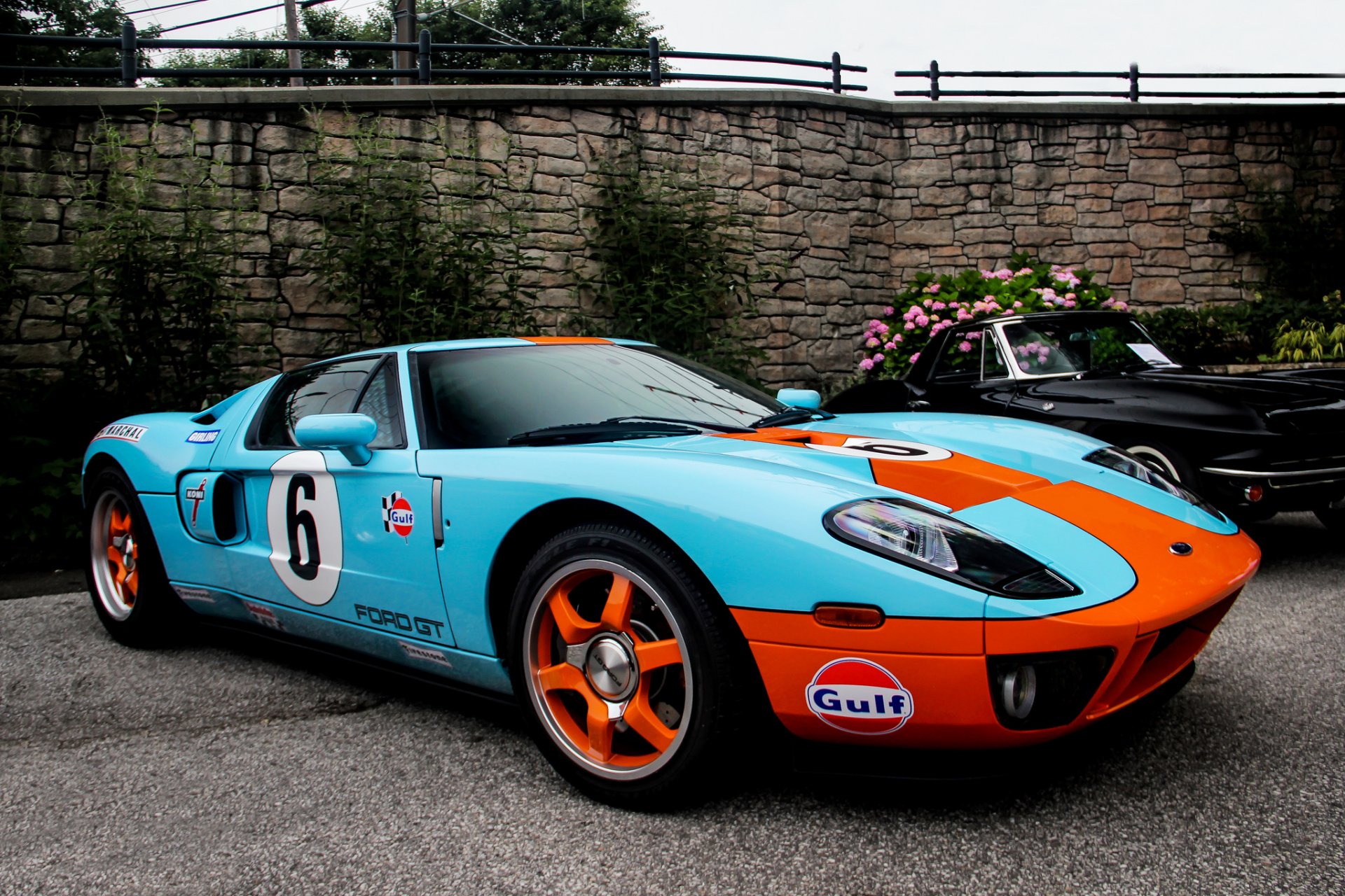 ford gt40 bleu orange mercedes noir mur fleurs mercedes bleu