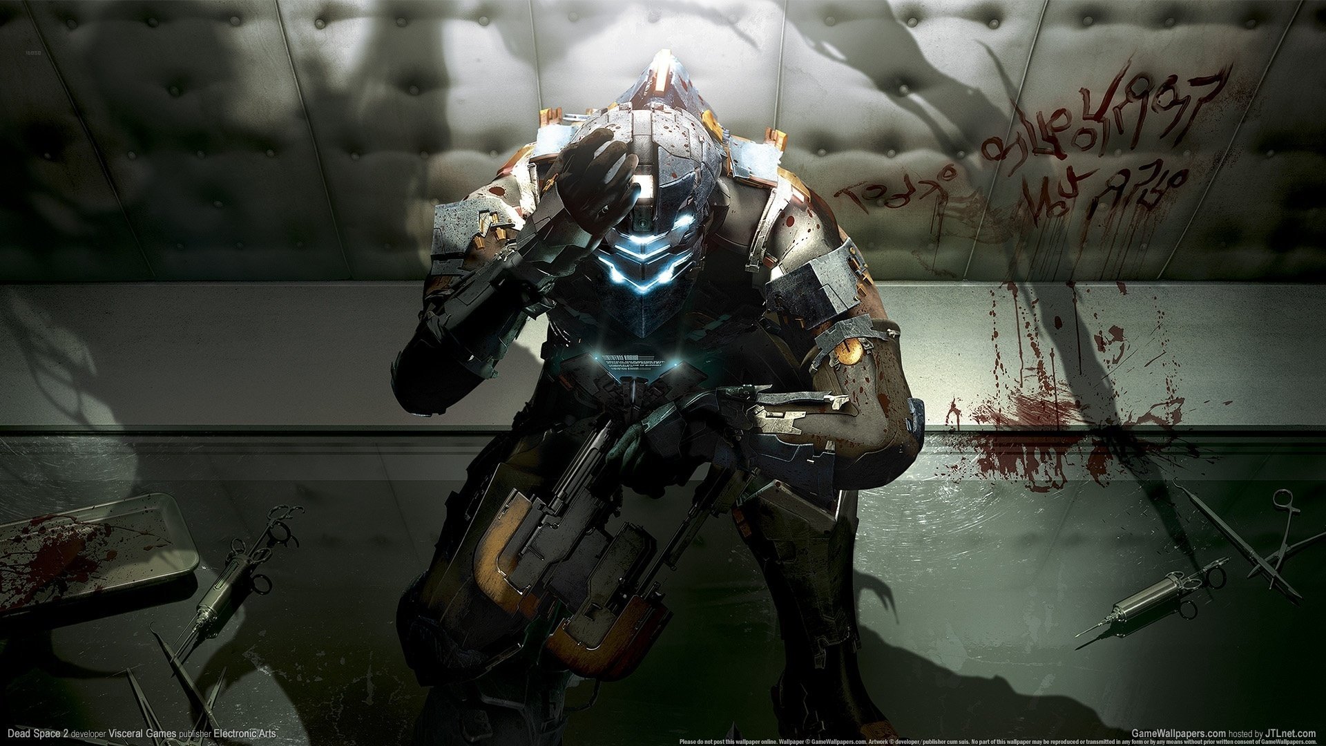 dead space isaac clarke the suit plasmacutter station fiction game neon weapon