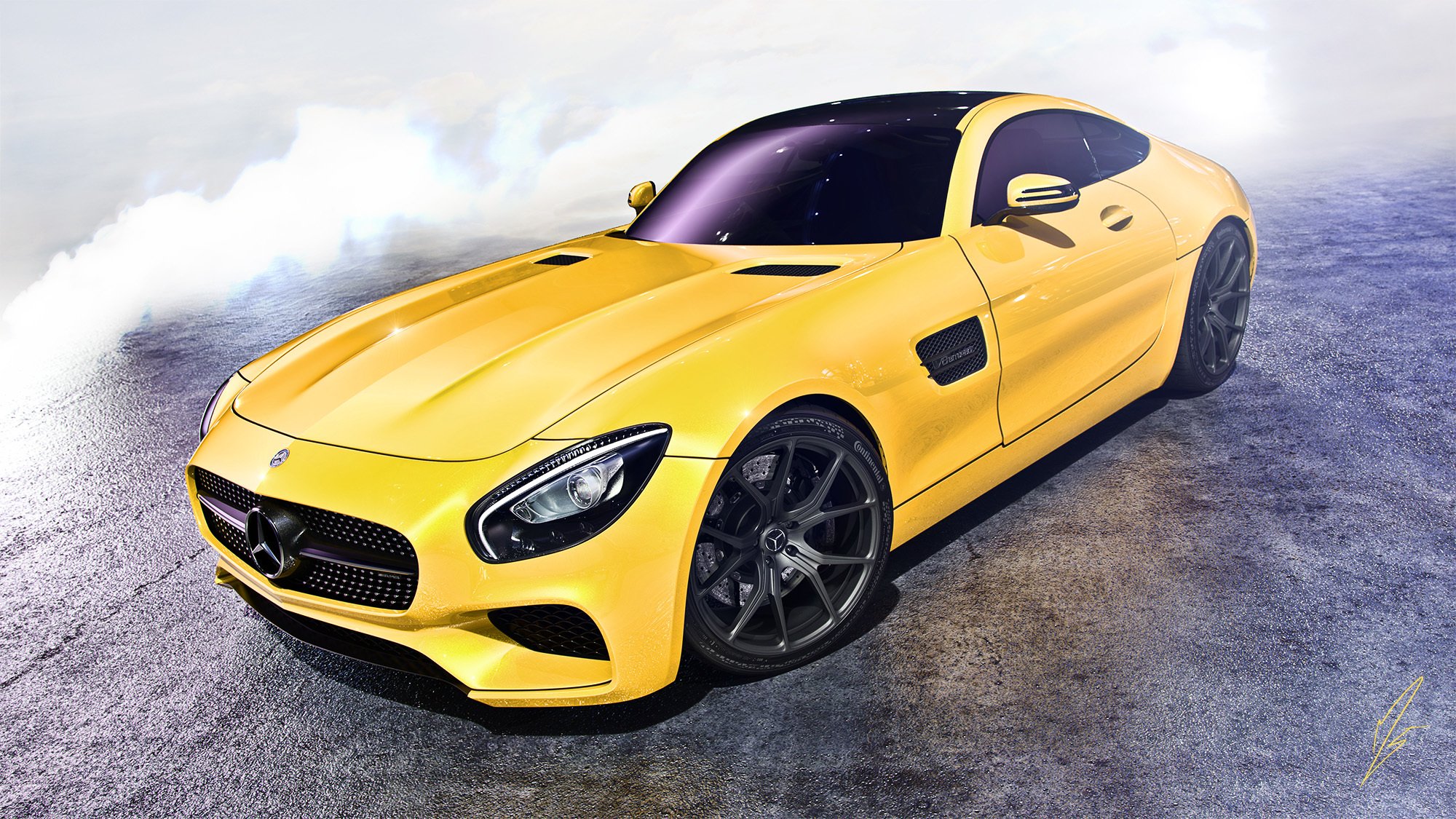 mercedes amg gt coche amarillo