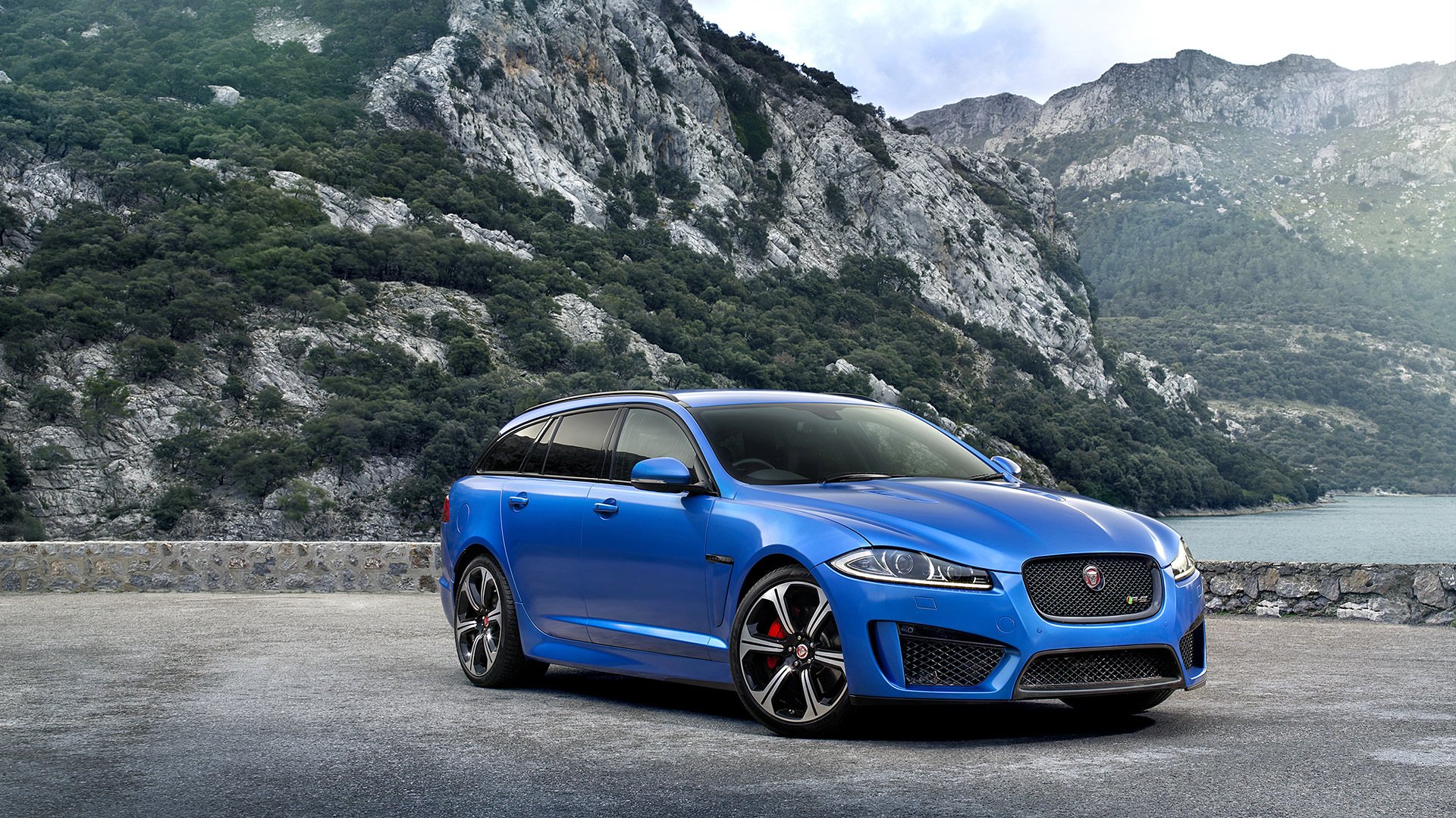 jaguar xfr-s car 2015 blue car jaguar mountains beautiful