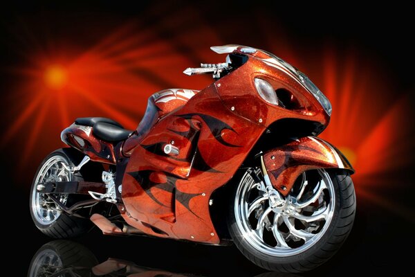 Czerwony sportbike tuningowany