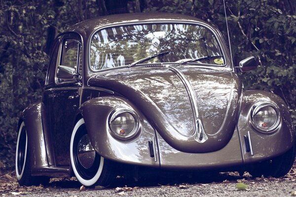 Retro Volkswagen Beetle di colore marrone