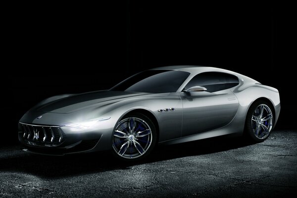 Maserati sports model in stylish silver color