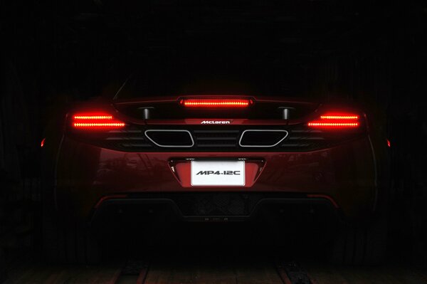 McLaren red in dark light