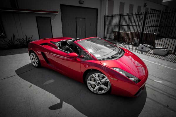 Red Lamborghini with expensive tuning