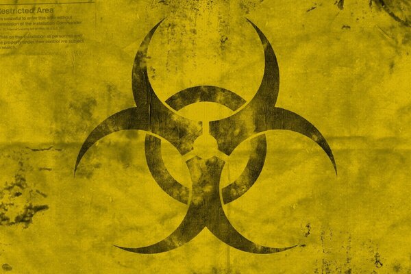 Signo de epidemia biológica sobre fondo amarillo