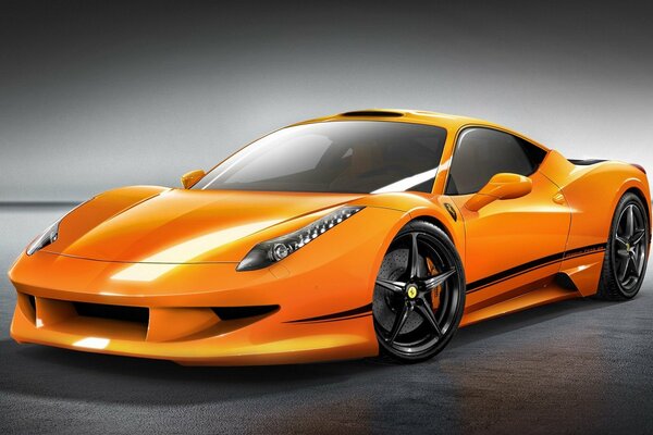 Ferrari arancione su sfondo nero
