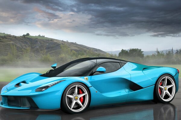 A beautiful Tiffany-colored Ferrari