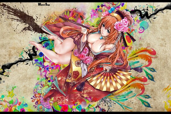 Anime girl en fleurs