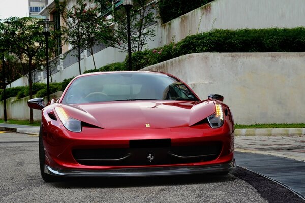 Sports car, Ferrari, red