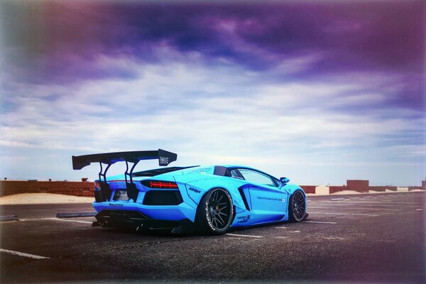 Cool lamborghini car with spoiler