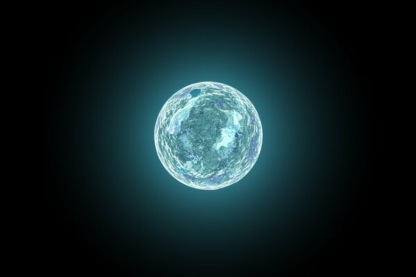 Glowing Blue Planet on Dark Background