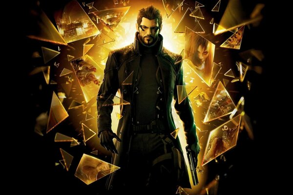 Deus Ex avec un pistolet en éclats