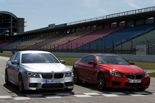 BMW class cars. BMW m5 and BMW m6. Front view