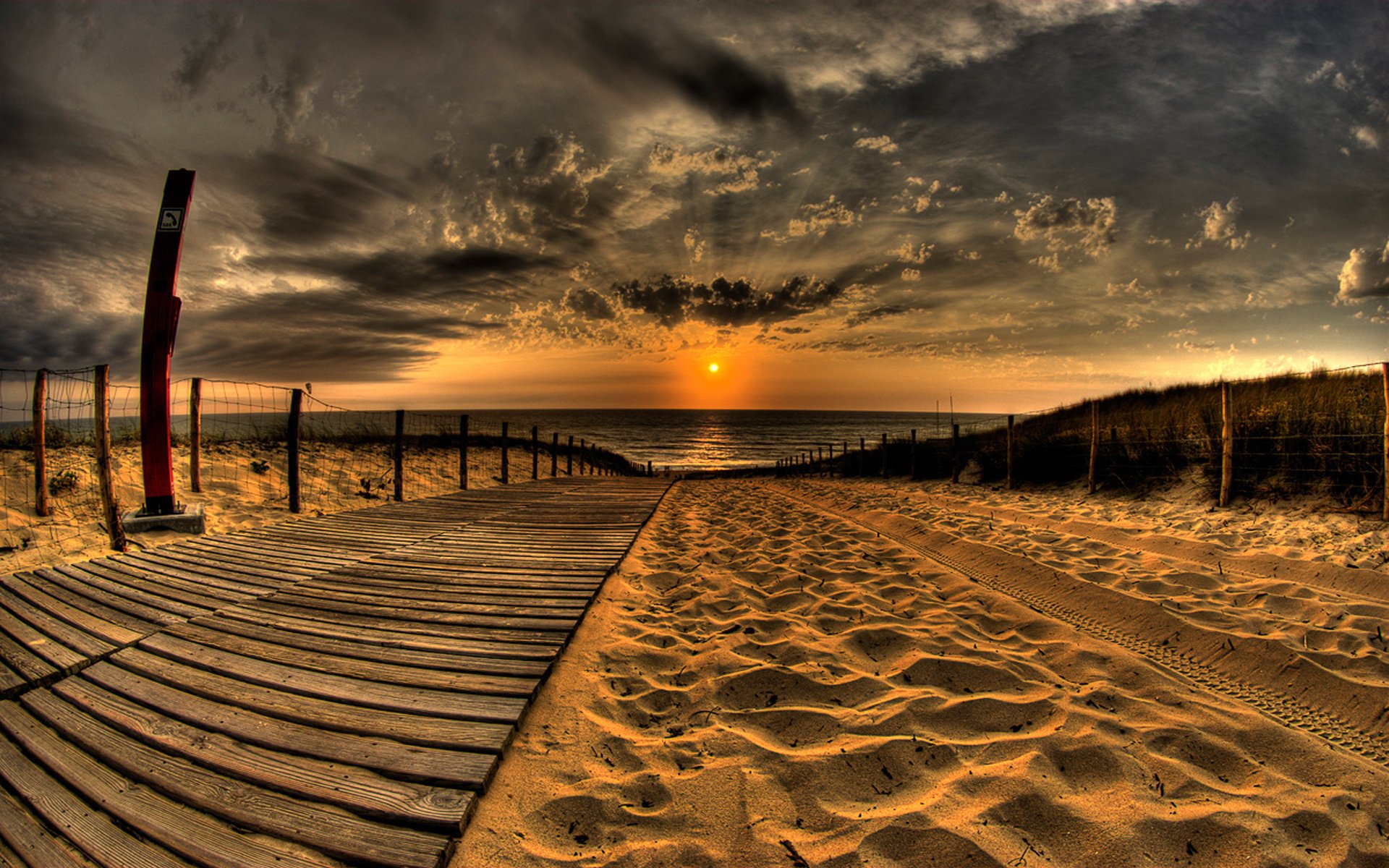 tsv nek ciel coucher de soleil eau sable plage nuages soir horizon passerelle clôture rayons paysage nature soleil