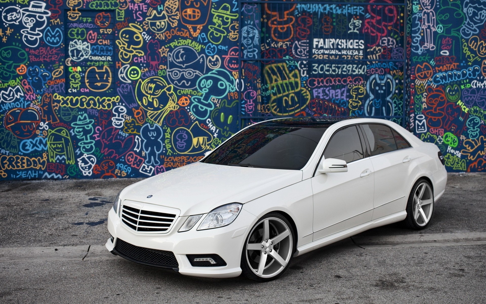 tintado tuning graffiti frontal mercedes blanco