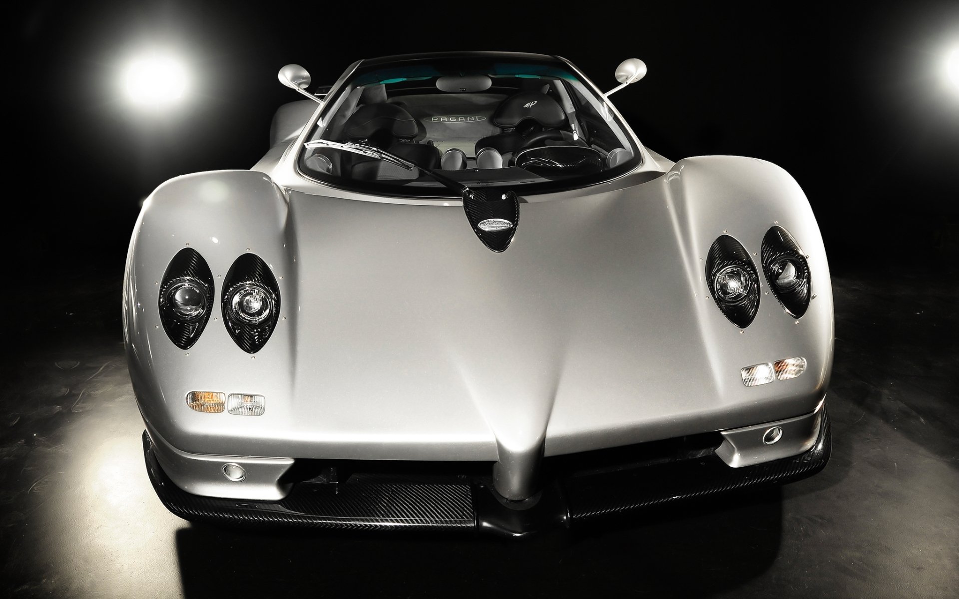 pagani zonda s 7.3 pagani sonda superdeportivo plata frente penumbra fondo