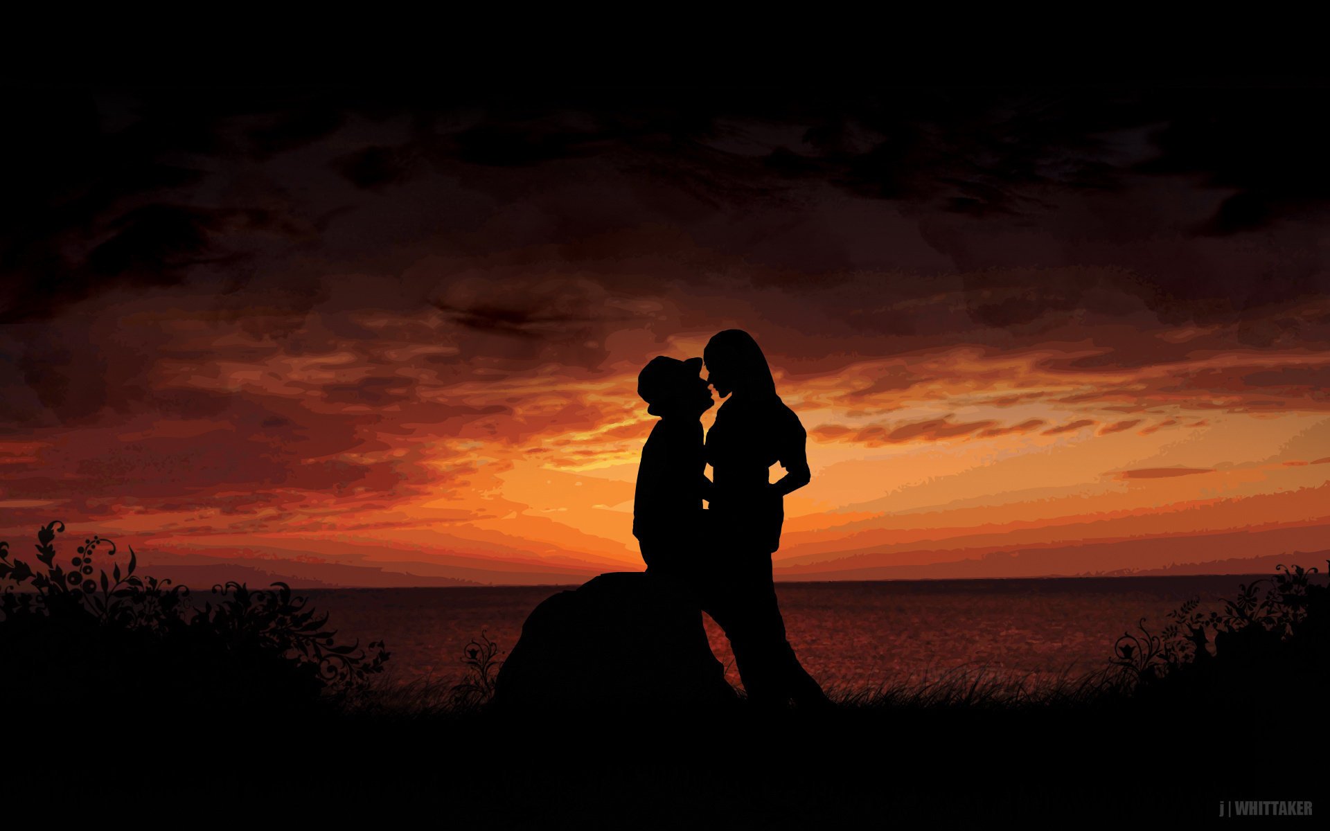 cook kate romance sunset pair lovers date meeting kiss feelings hugs tenderness passion the night sky