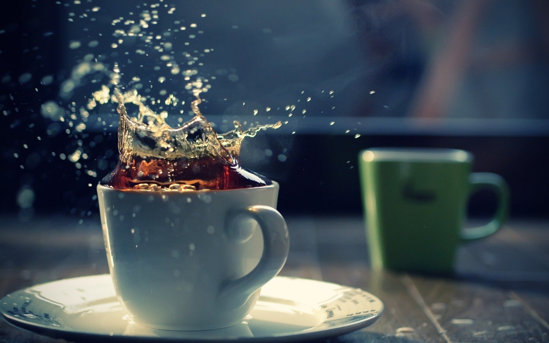 kochen köthen tasse kaffee spritzen tropfen tisch makro getränke