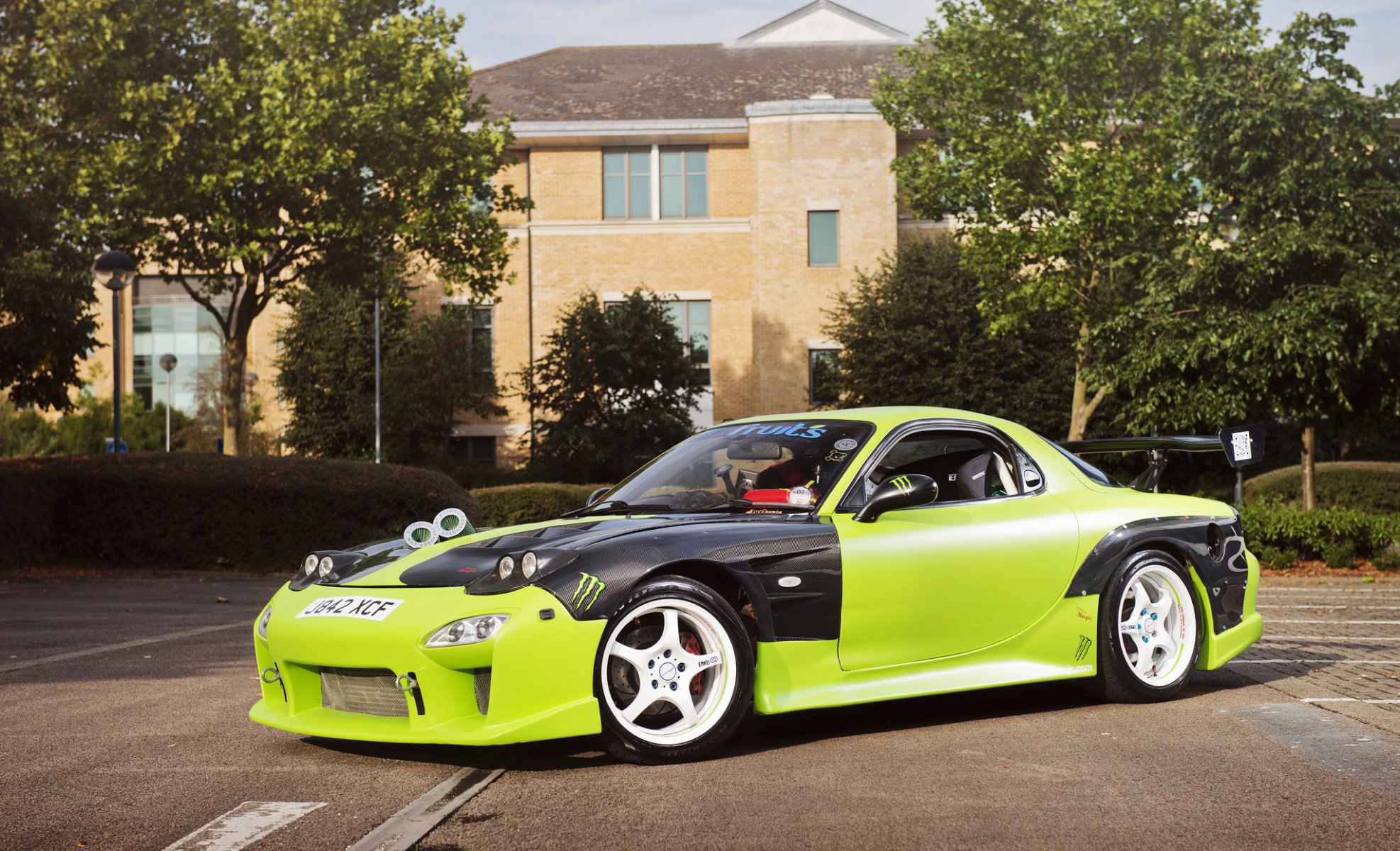 mazda rx7 coche de la deriva verde mazda tuning verde perfil