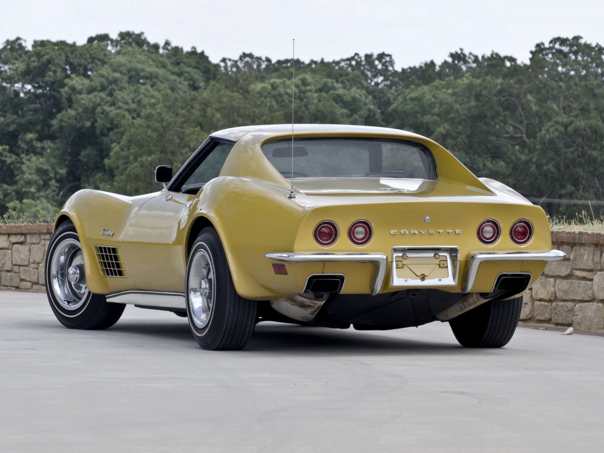 chevrolet corvette stingray c3 machine back of retro car