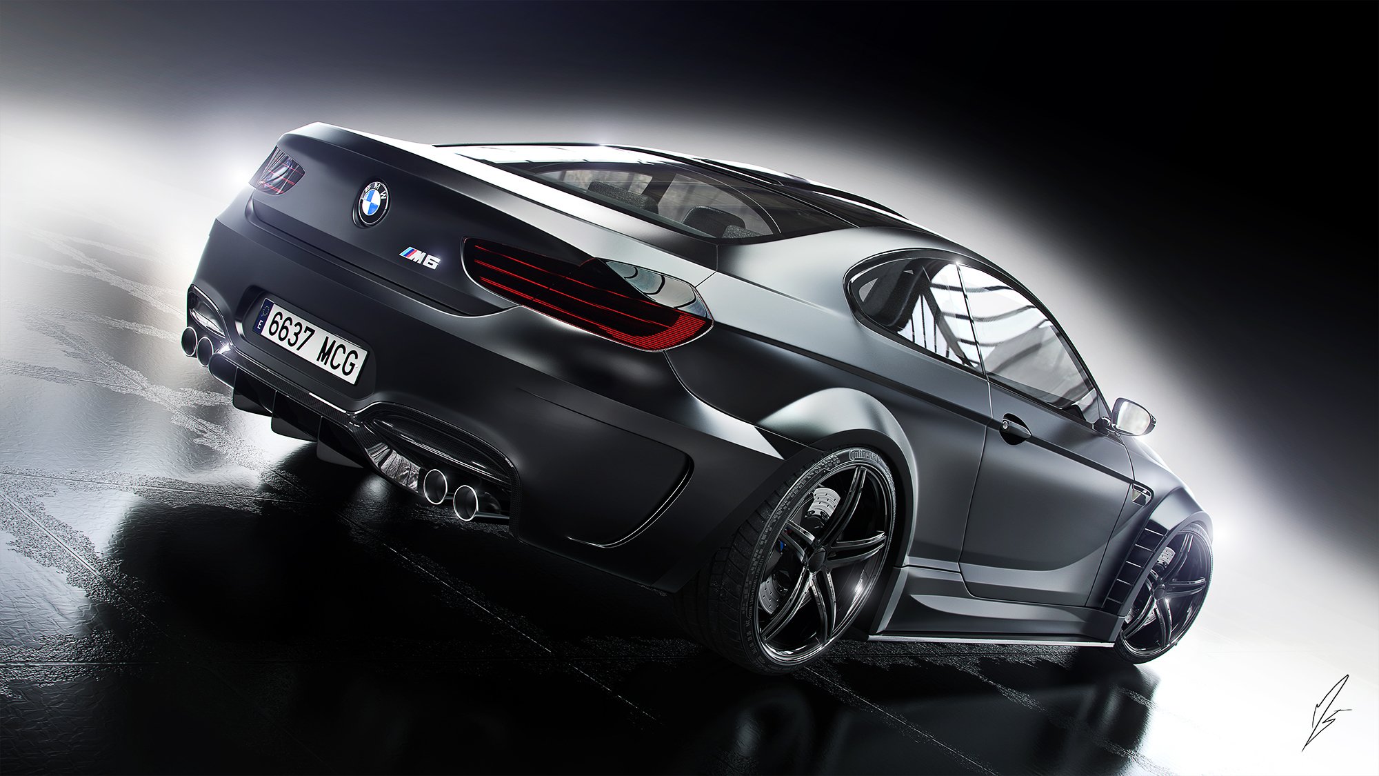 bmw m6 up design nero auto ruote posteriore