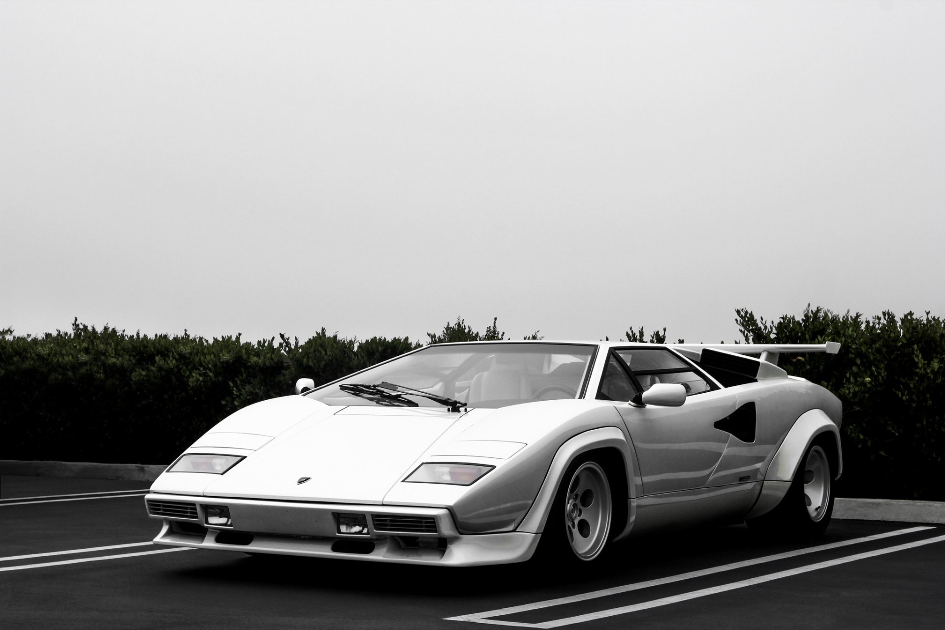 lamborghini countach supercar white parking cloud