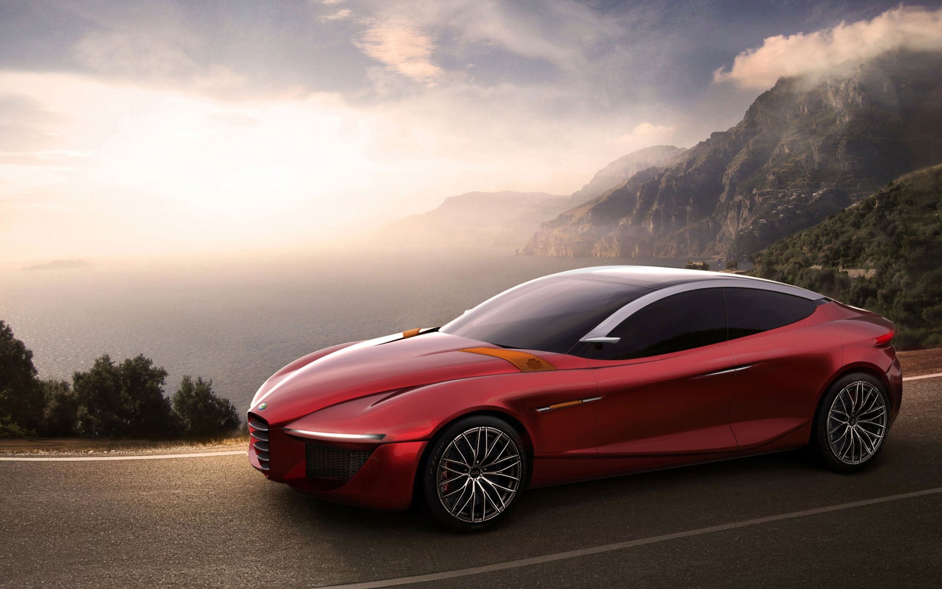 alfa romeo gloria concept car road red