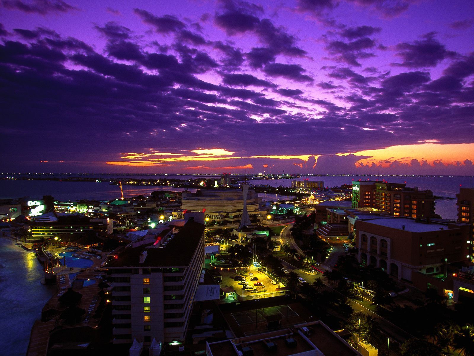 cancun at twilight mexico cancun sunset night town light