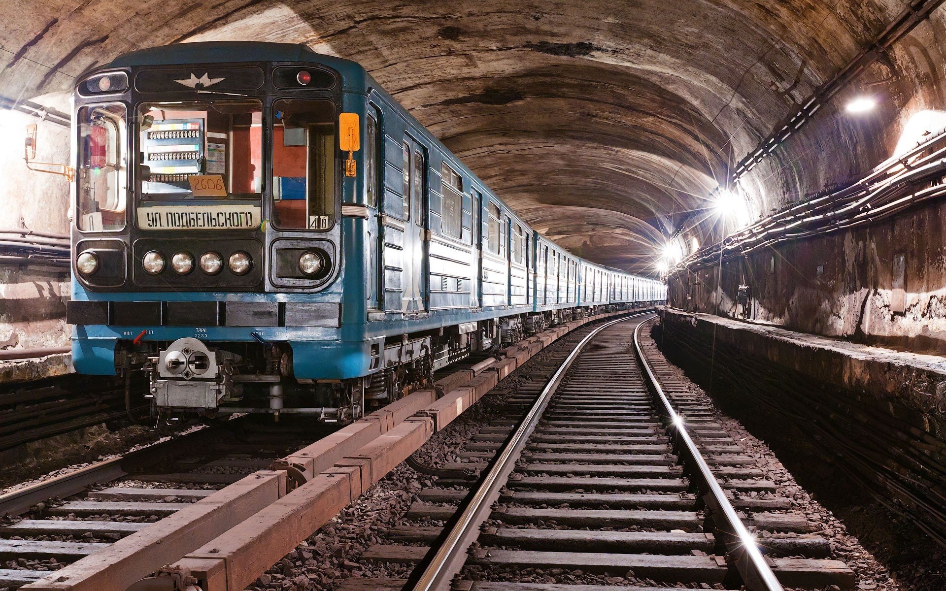 underground car rails sleepers tunnel train