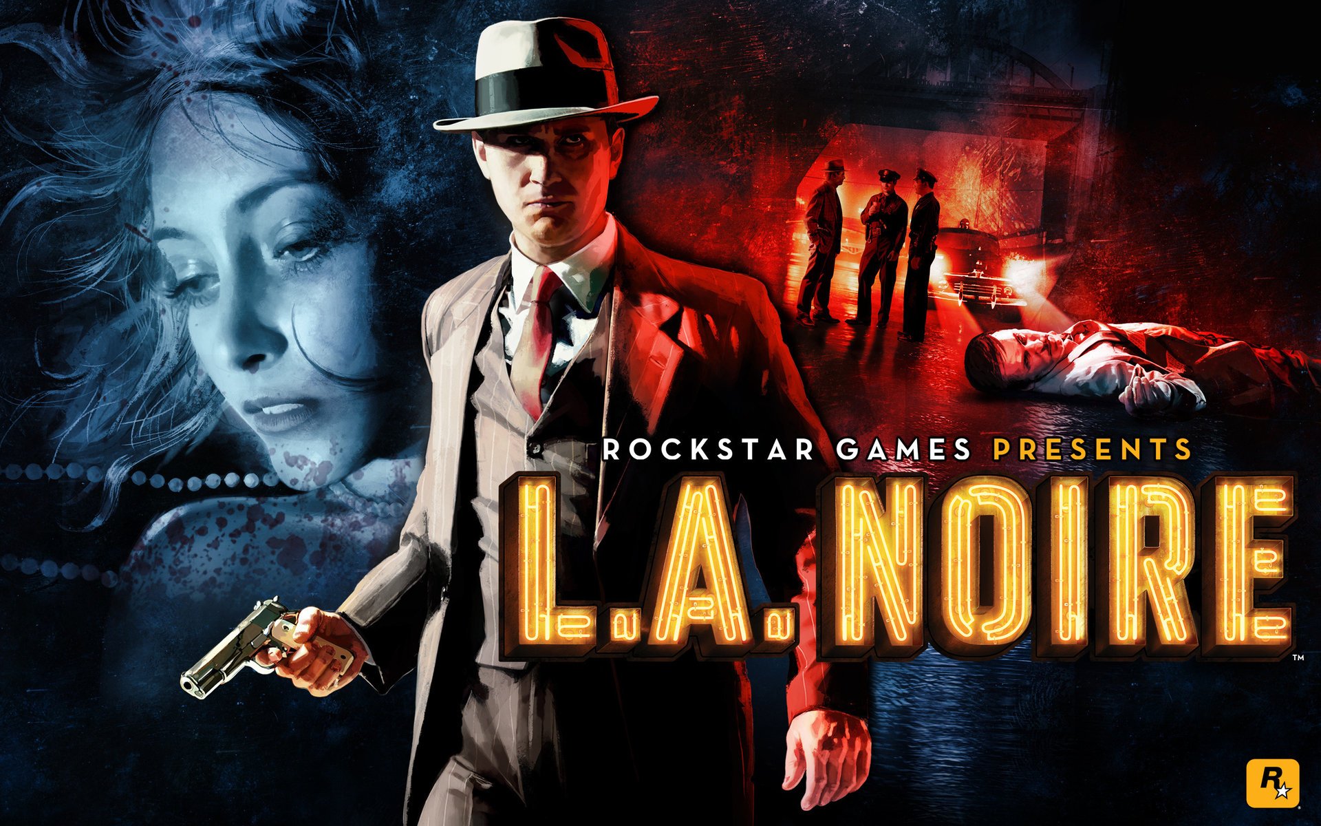 la noir phelps noir los angeles détective filles femmes hommes jeu film héros inscription pistolet chapeau visage fille crime