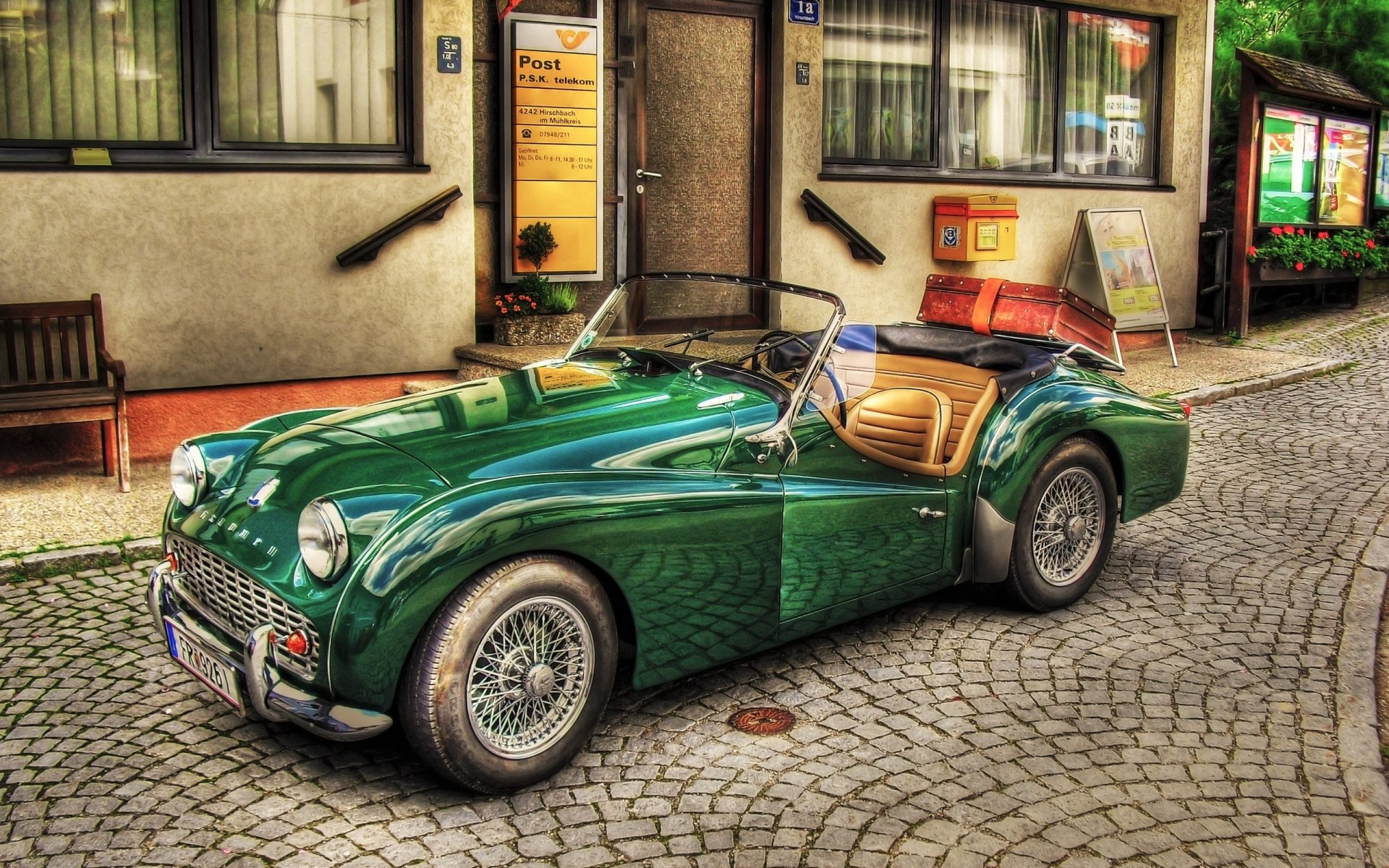 triumph tr3 old car old style vintage old convertible car green