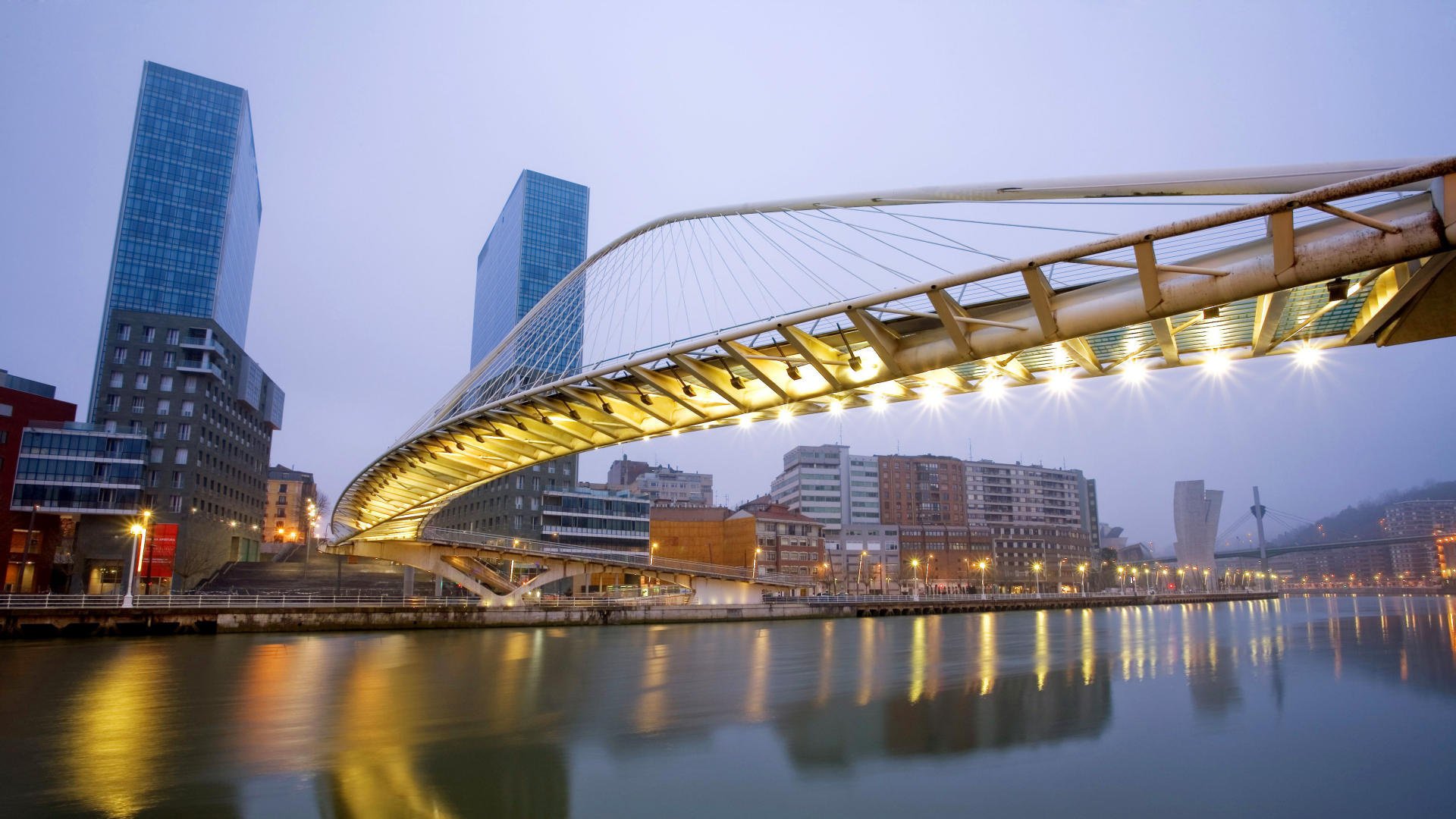 pont ville aube lumières rivière réflexion beauté construction gratte-ciel australie bâtiments promenade lanternes ciel ciel nocturne lumières de la ville