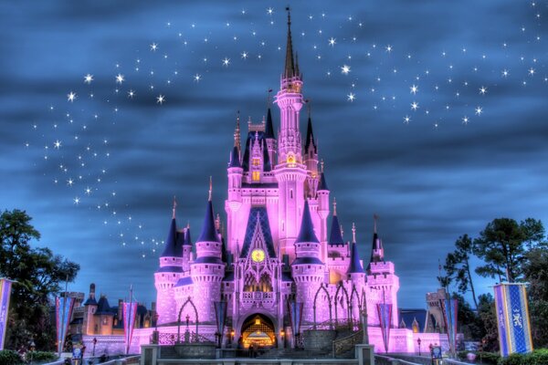 Disney Land luces encendidas por la noche