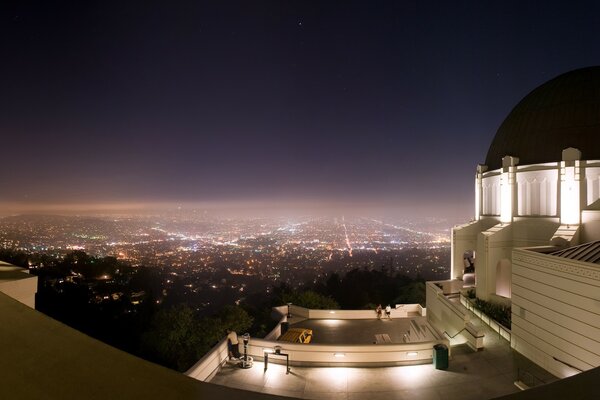 Panorama of the night city from a height