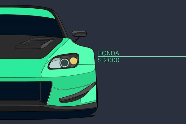 The Honda is green with a black hood