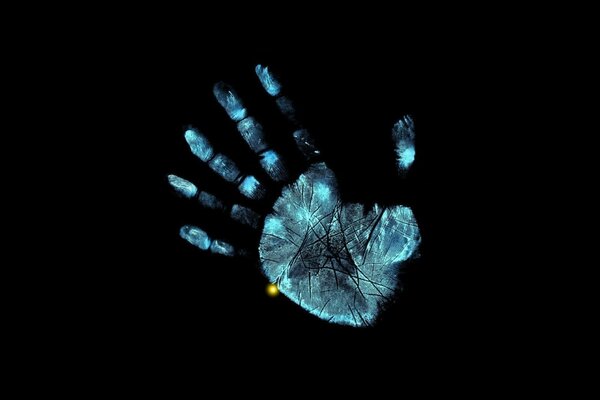 Palm print on a black background