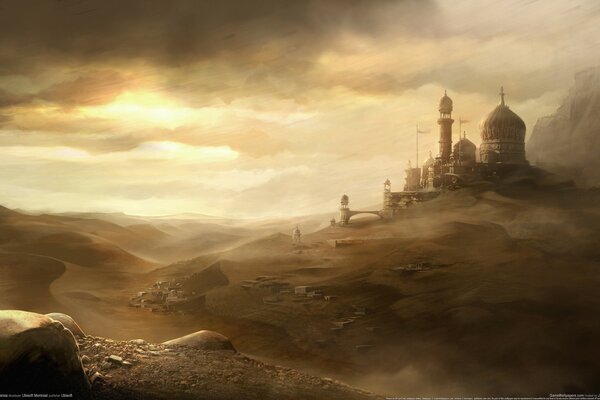 Город Персии в песчаной пустыне