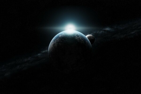 Planet vor dem Hintergrund der Dunkelheit des Weltraums