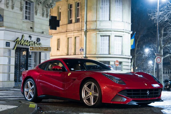 Red Ferrari berlinetta on the street