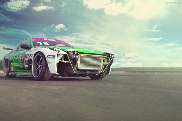 Green Sports Car Racing