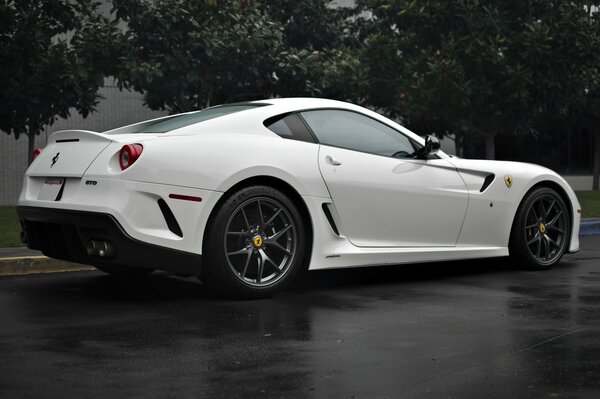 Ferrari GTO blanc sur disques noirs