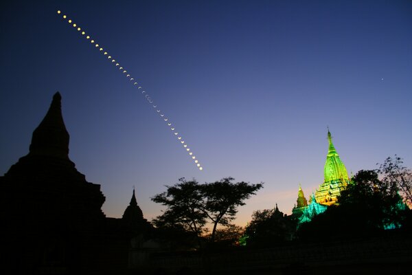 Cathedral in the moonlight at night