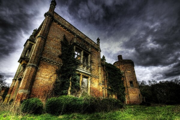 An old castle against a gray sky